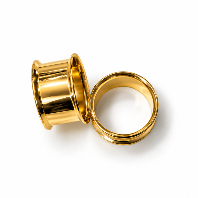 Gold Toned Titanium Tunnel for Stretched Ears