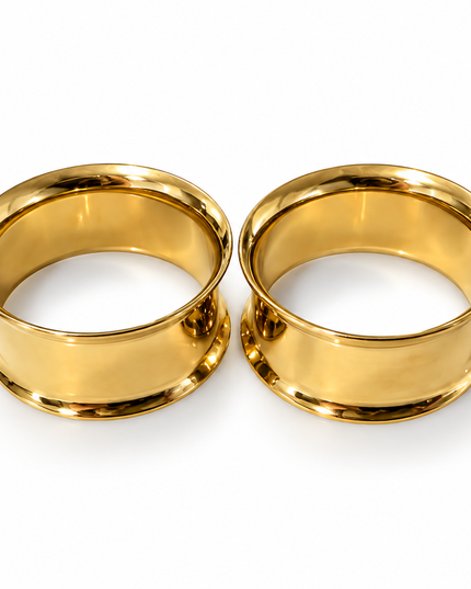Gold Toned Titanium Tunnel for Stretched Ears