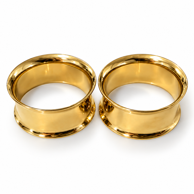 Gold Toned Titanium Tunnel for Stretched Ears