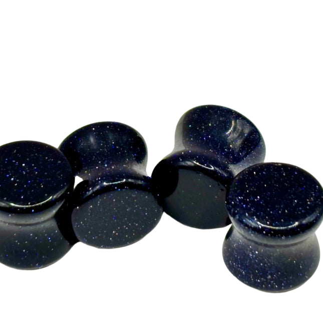 Blue Goldstone Double Flare Plugs – Shimmering Stone Gauges