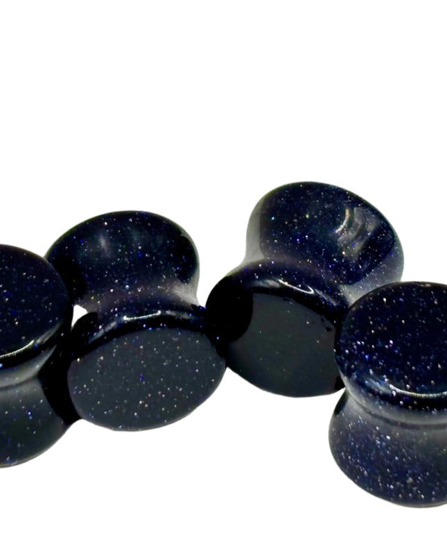 Blue Goldstone Double Flare Plugs - EC Plugs