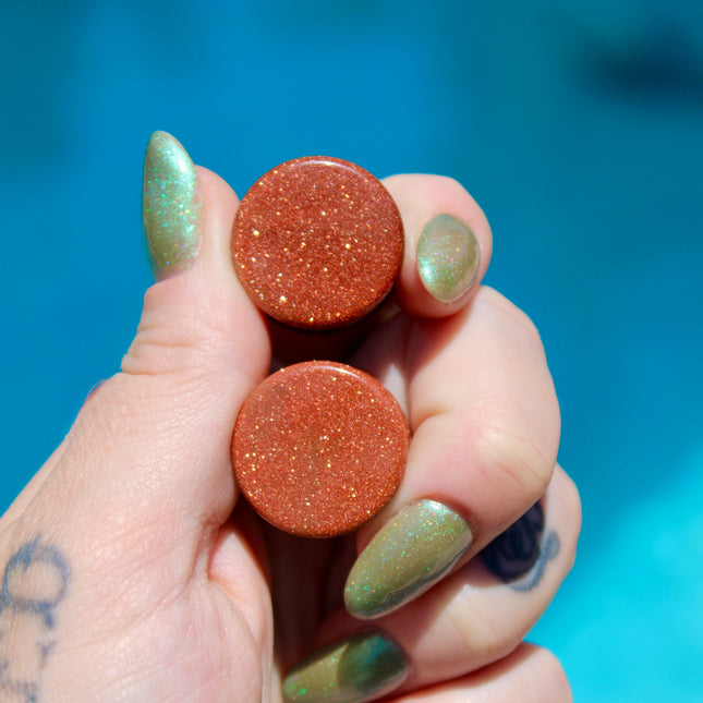 Goldstone double flared plugs organic