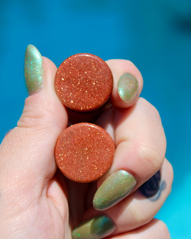 Goldstone double flared plugs organic