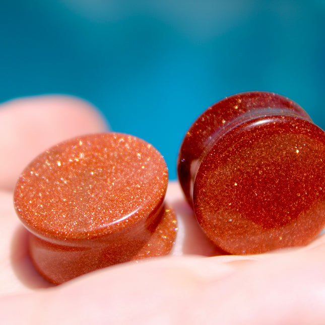 Goldstone double flared plugs organic