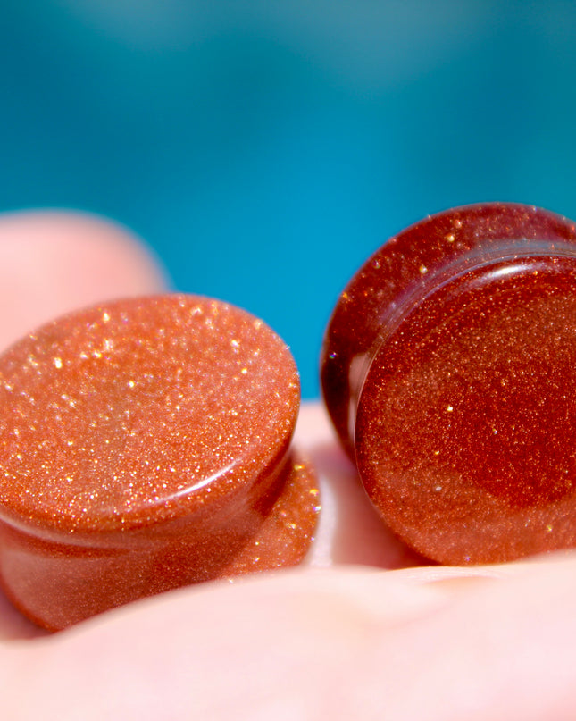 Goldstone double flared plugs organic