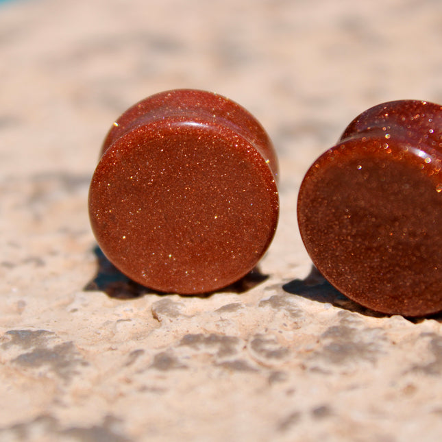 Goldstone double flared plugs organic