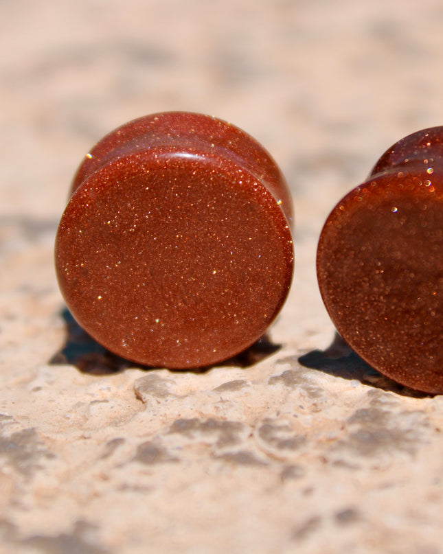 Goldstone double flared plugs organic