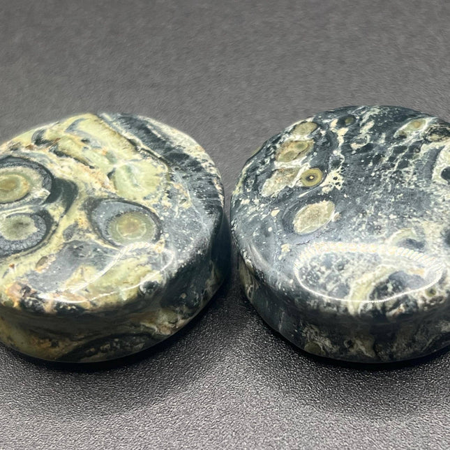 Green Eye Jasper Stone Plugs - Double Flare Organic Gauges Pair 3mm-32mm