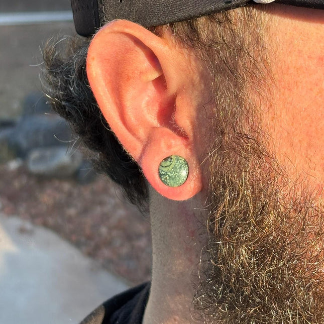 Green Eye Jasper Plugs - Gauges