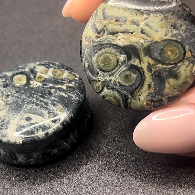 Green Eye Jasper Stone Plugs - Double Flare Organic Gauges Pair 3mm-32mm