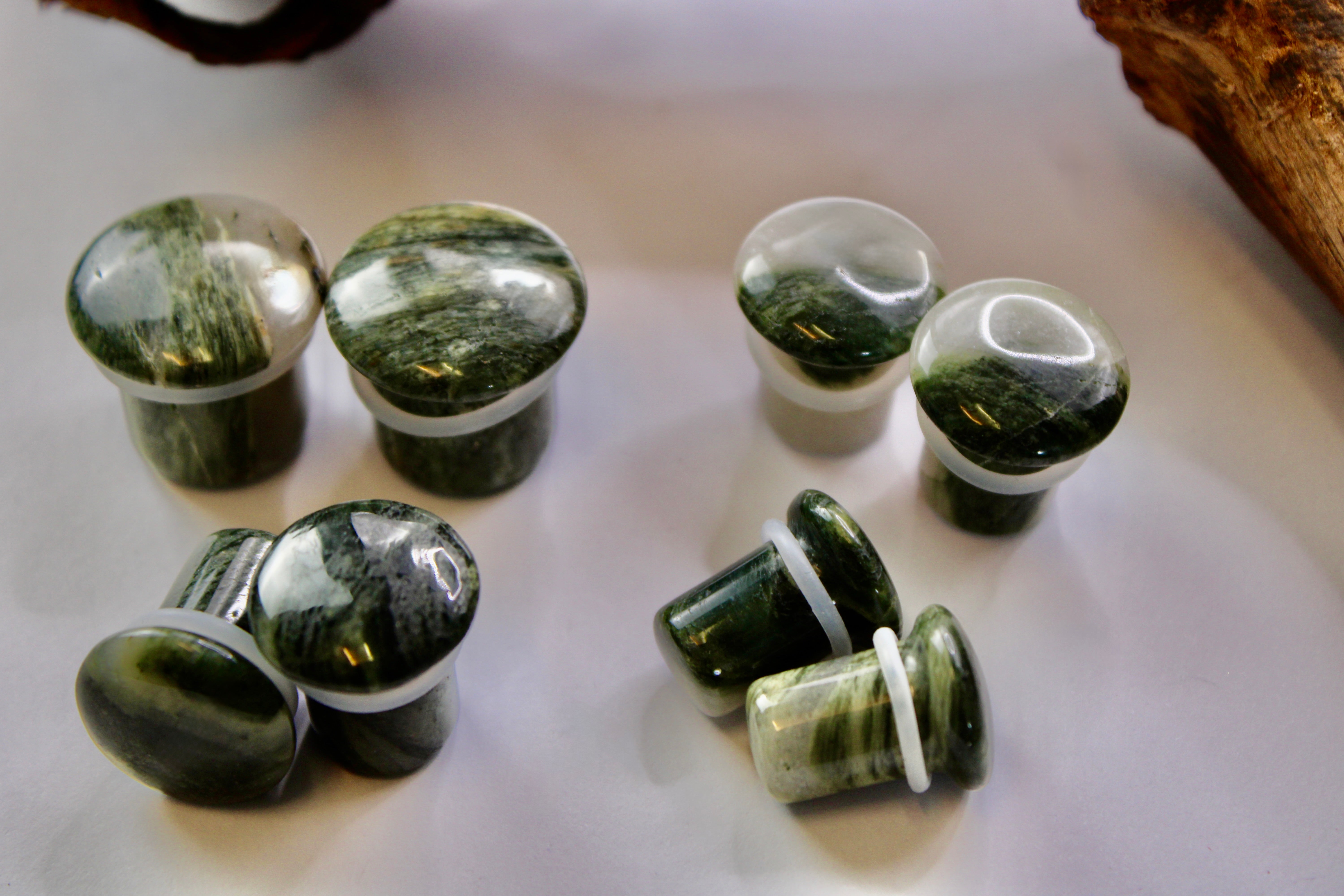 Green Jasper Single Flare Plugs Pair - Main Image