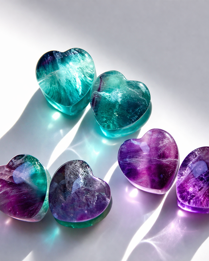 Rainbow Fluorite Heart Double Flare Jewelry for Stretched Ears