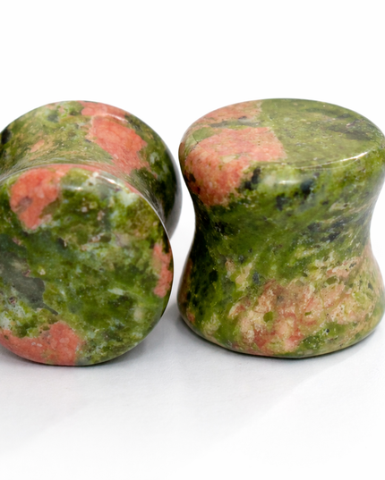 Unakite Double Flare Stone Pair