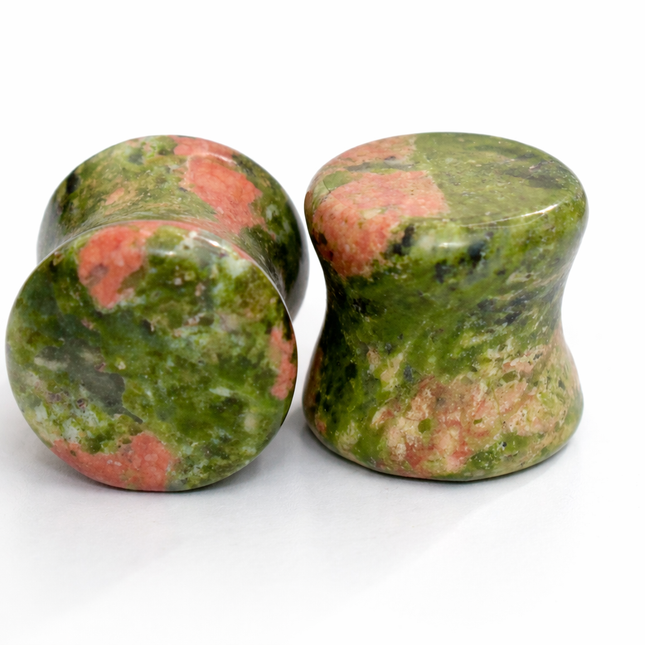 Unakite Double Flare Stone Pair