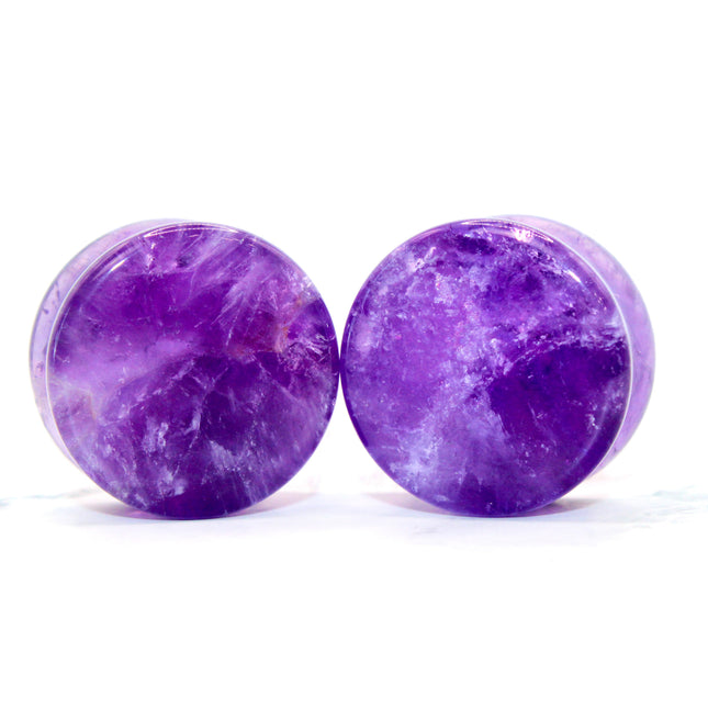 Amethyst Double Flare Pair Vibrant Purple Plugs
