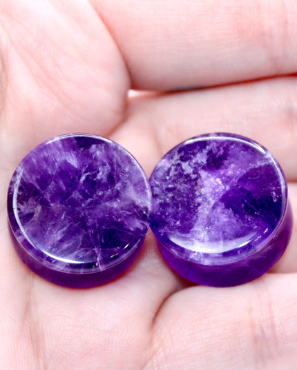Amethyst Double Flare Pair Vibrant Purple Plugs - EC Plugs