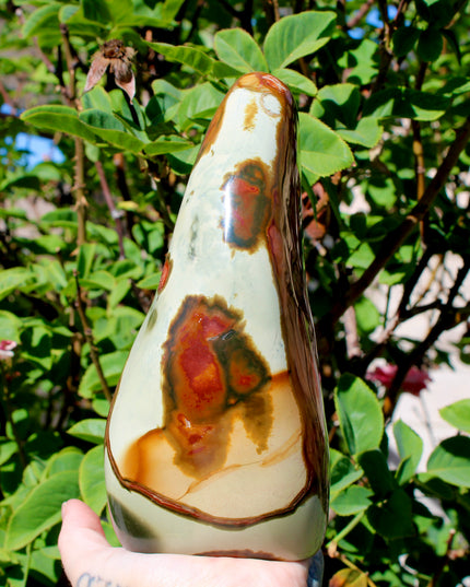 Natural Polychrome Jasper (Desert Jasper) swirls of earthy reds, creams, tans, and grays with stunning natural banding

