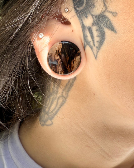 Smoky Black Glass Double Flare Jewelry for Stretched Ears