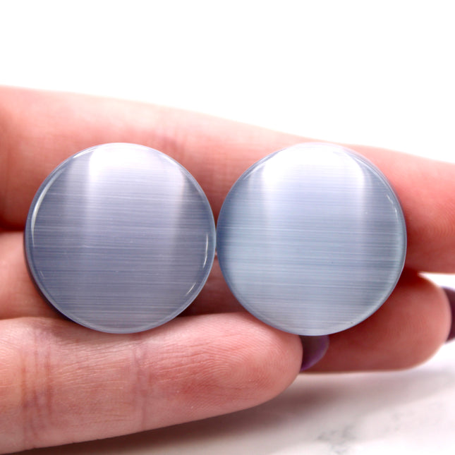 Silver Cat's Eye Glass Plugs Double Flare Pair 4-41mm - EC Plugs