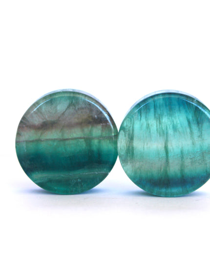 Blue Fluorite Double Flare Stone Plugs – Natural Crystal Gauges 3mm-30mm PAIR