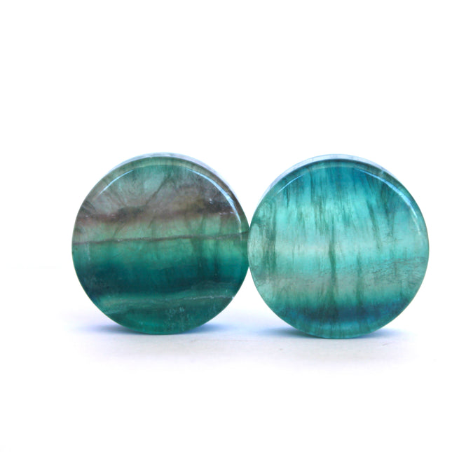Blue Fluorite Double Flare Stone Plugs – Natural Crystal Gauges 3mm-30mm PAIR