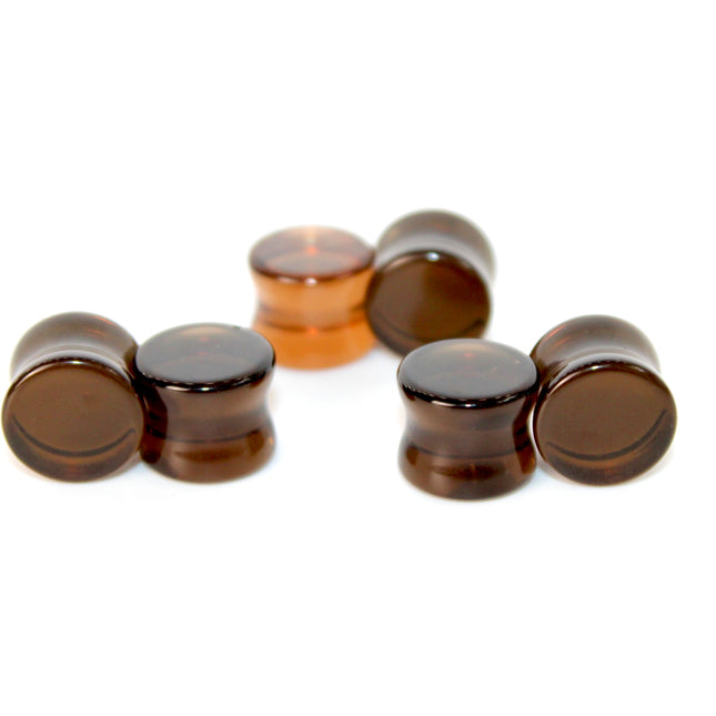 Brown Smoky Glass Double Flare Plugs Pair of Gauges 3mm-22mm