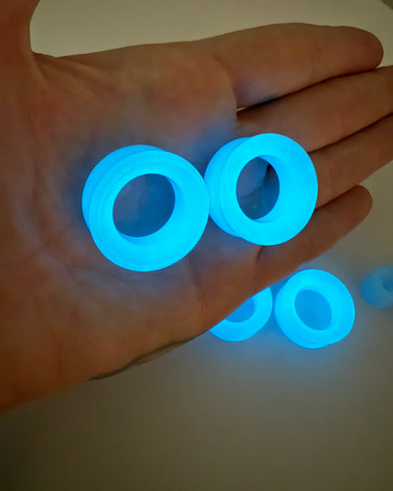 Bright Blue Glow In The Dark Glass Tunnels