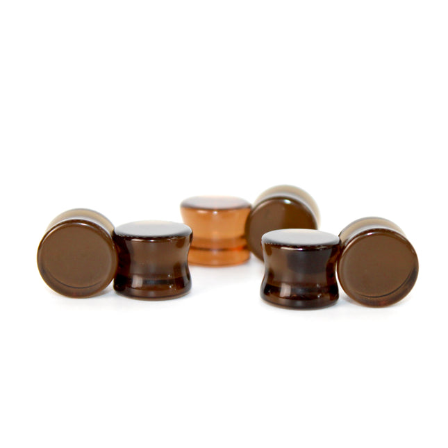 Brown Smoky Glass Double Flare Plugs Pair of Gauges 3mm-22mm
