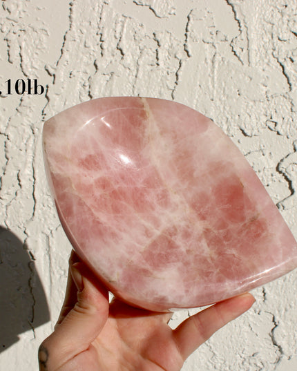Rose Quartz Soap Jewelry Dish – Handcrafted Natural Crystal Tray for Bathroom or Vanity Decor