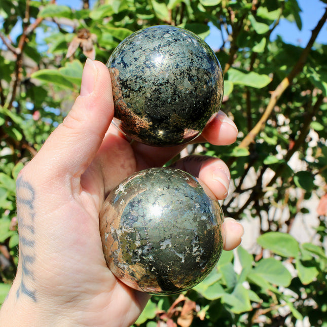 Pyrite Sphere – Natural Polished Crystal Ball, Gold Stone Display Piece