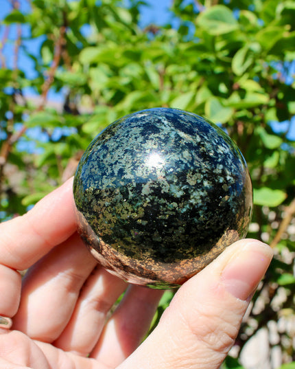 Pyrite Sphere – Natural Polished Crystal Ball, Gold Stone Display Piece