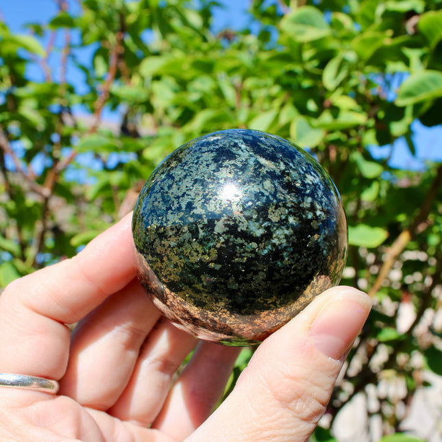 Pyrite Sphere – Natural Polished Crystal Ball, Gold Stone Display Piece