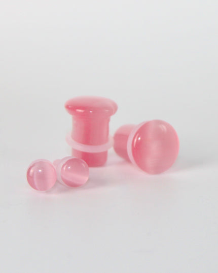Pink Cat Eye Single Flare Plugs Pair of Gauges 3mm-16mm