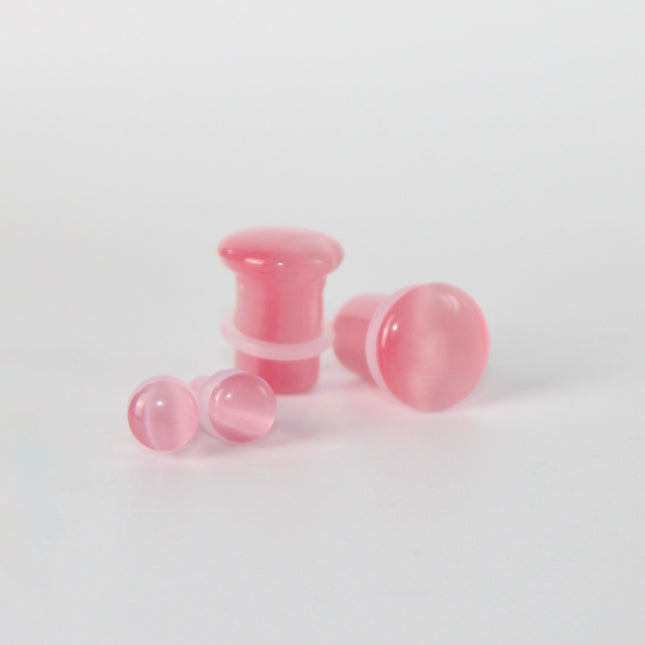 Pink Cat Eye Single Flare Plugs Pair of Gauges 3mm-16mm
