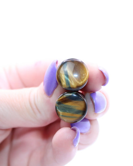 Blue Tiger Eye Single Flare Plugs Pair