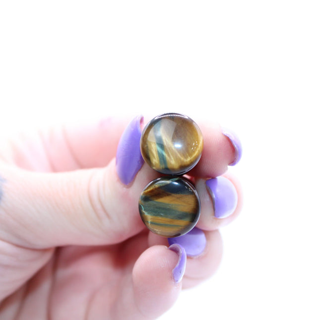 Blue Tiger Eye Single Flare Plugs Pair - EC Plugs