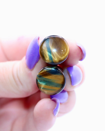 Blue Tiger Eye Single Flare Plugs Pair