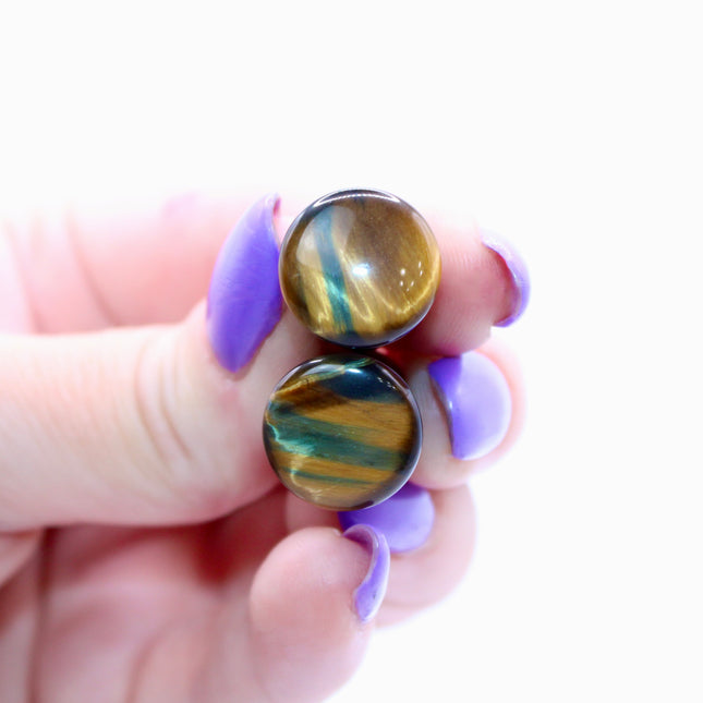 Blue Tiger Eye Single Flare Plugs Pair