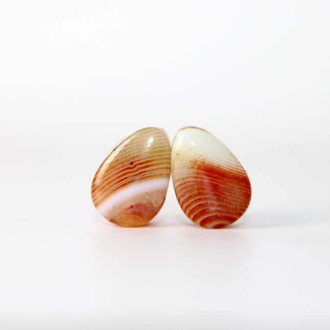 Carnelian Agate Stone Tear Drop Double Flare Plugs - Red and Orange Gauges 6mm-14mm