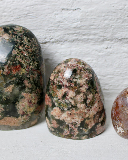 Ocean Jasper Freeform You Pick Your Piece, Green Pink and Purple Stone Display