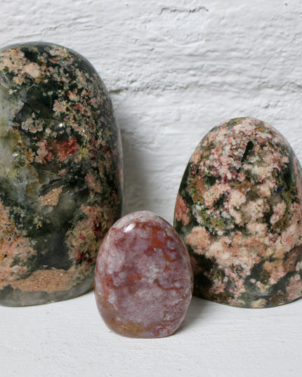 Ocean Jasper Freeform You Pick Your Piece, Green Pink and Purple Stone Display