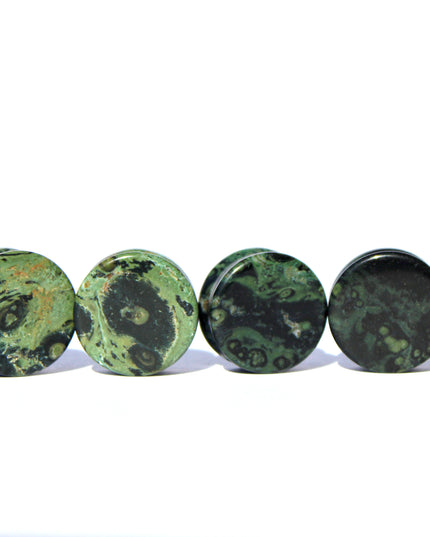Green Eye Jasper Stone Plugs - Double Flare Organic Gauges Pair 3mm-32mm