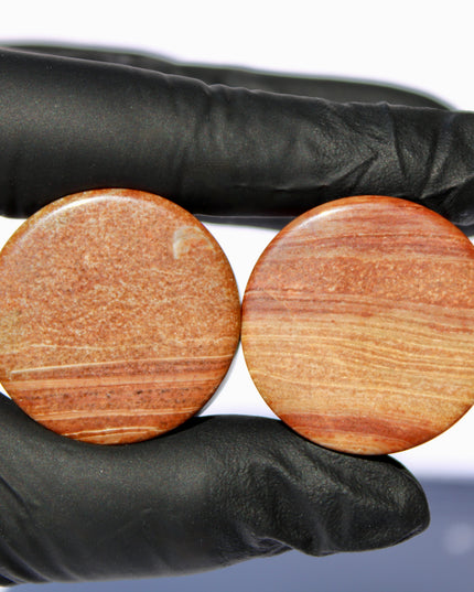 Wood Line Jasper Double Flared Plugs - Wood Appearance Stone Gauge PAIR