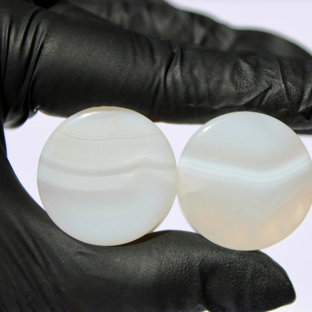 White Line Agate Stone Plugs - White Striped Natural Gauges 3mm-38mm