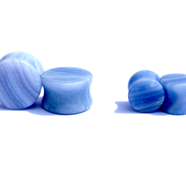 Blue Lace Double Flare Plugs Pair