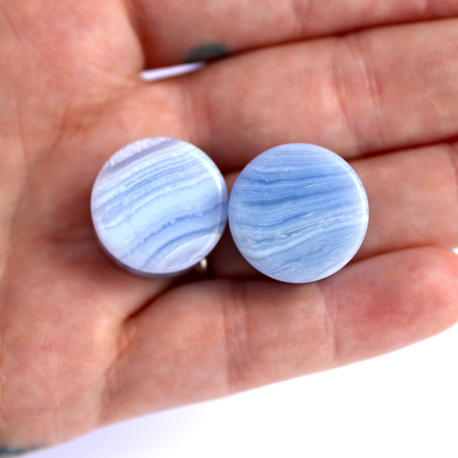 Blue Lace Double Flare Plugs Pair 8mm-25mm Blue Gauge