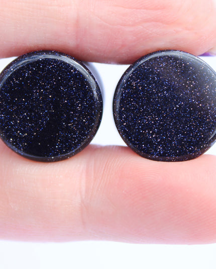 Blue Goldstone Double Flare Plugs – Shimmering Stone Gauges