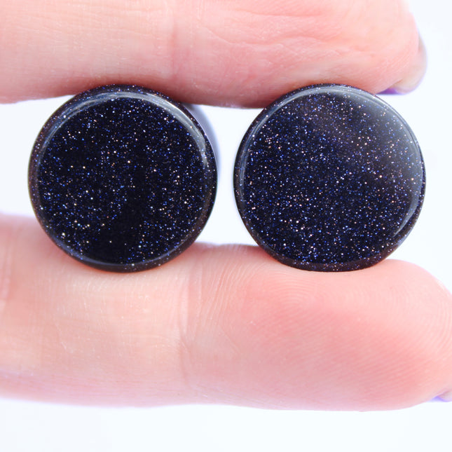 Blue Goldstone Double Flare Plugs – Shimmering Stone Gauges
