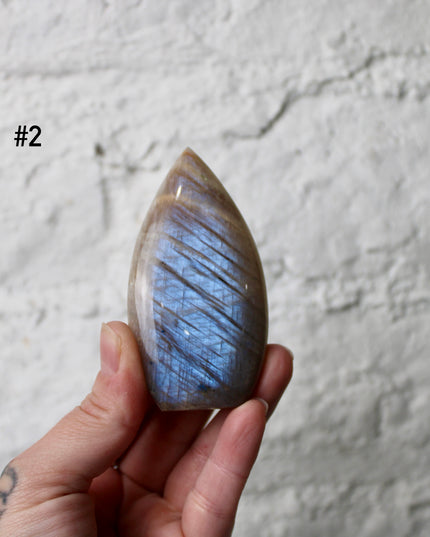 Moonstone Crystal Flame – High Flash Polished Stone Flame Carving, Natural Rainbow Moonstone Display Piece