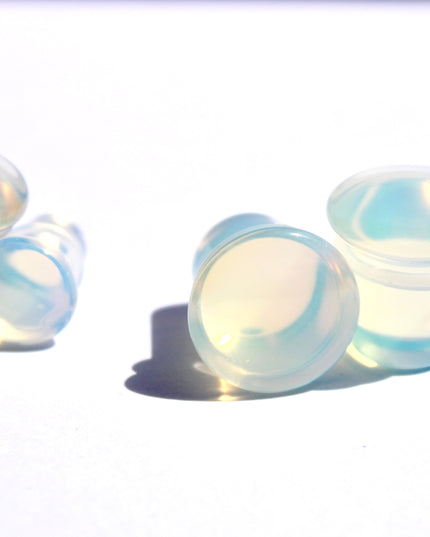 Opalite Single Flare Iridescent Rainbow Plugs Pair 3mm-25mm
